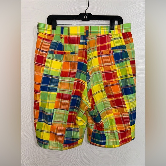 Loudmouth Shorts Golf Plaid Patchwork Mens Size 34 Multicolor Flat Front - Picture 4 of 5